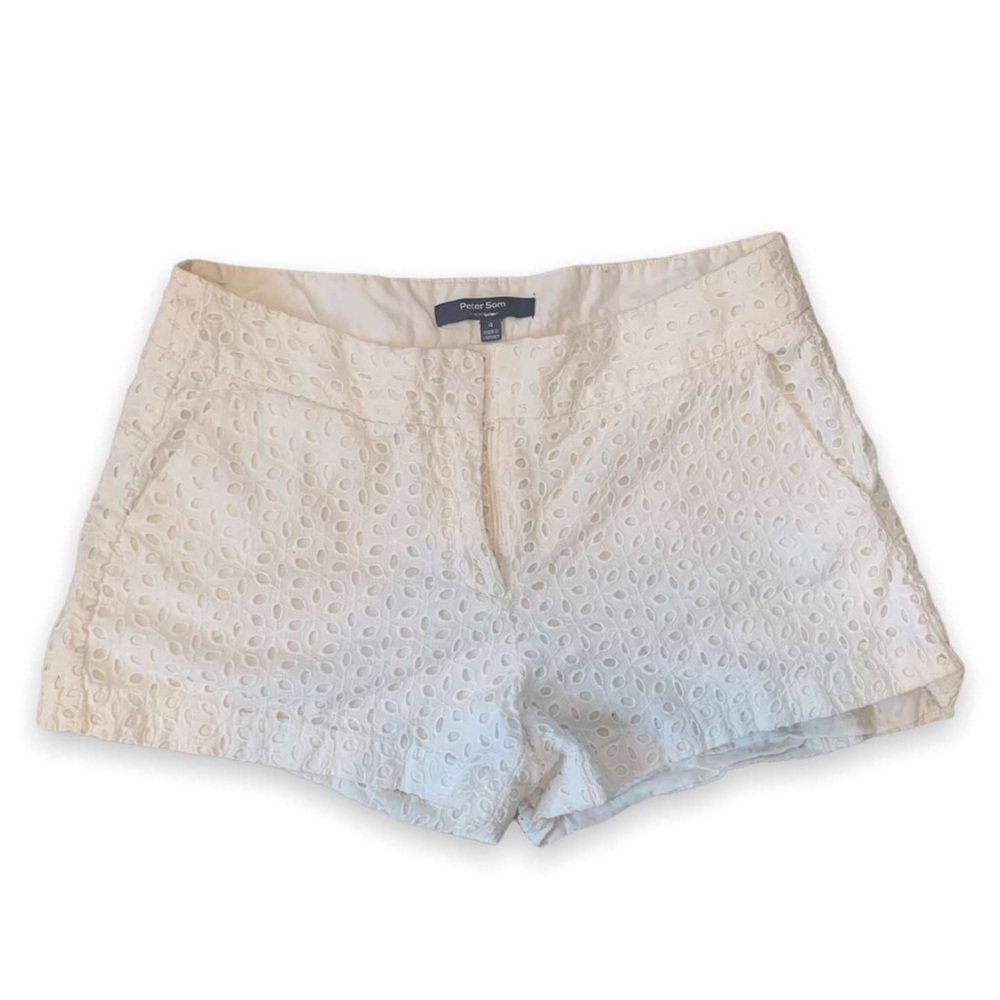 “Peter Som” white shorts with flower cutout details